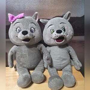Fiesta Gray Stuffed Animal Pair with Pink Bow
